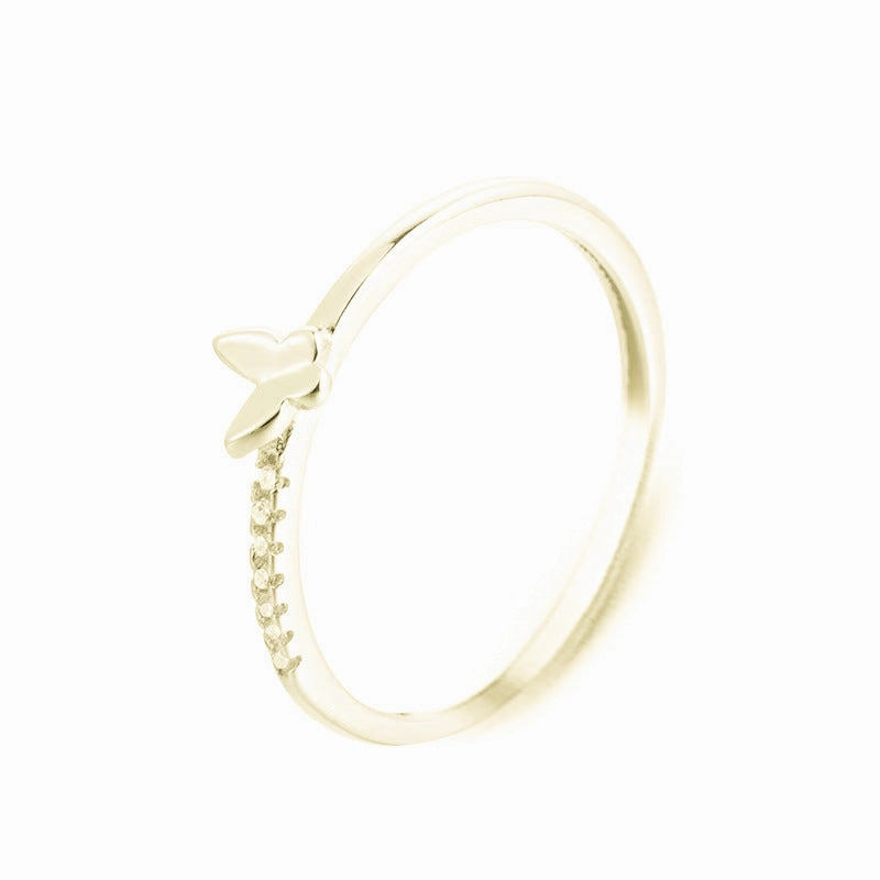 Wholesale Sterling Silver Gold Plated Small Butterfly Ring