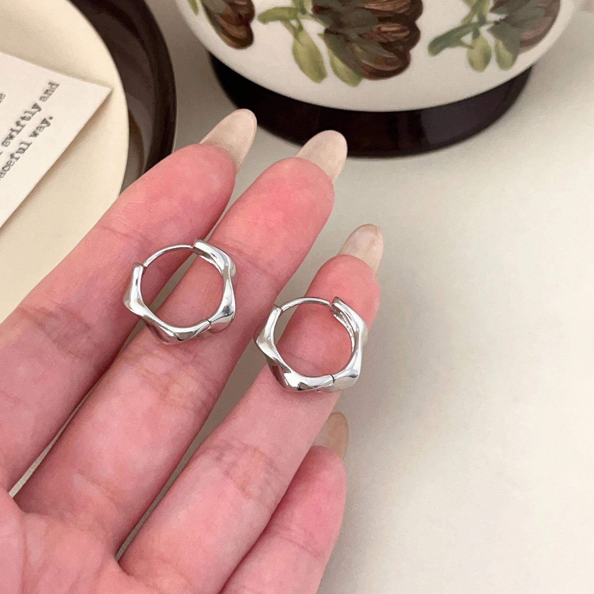 Wholesale Sterling Silver Irregular Mobius Earrings