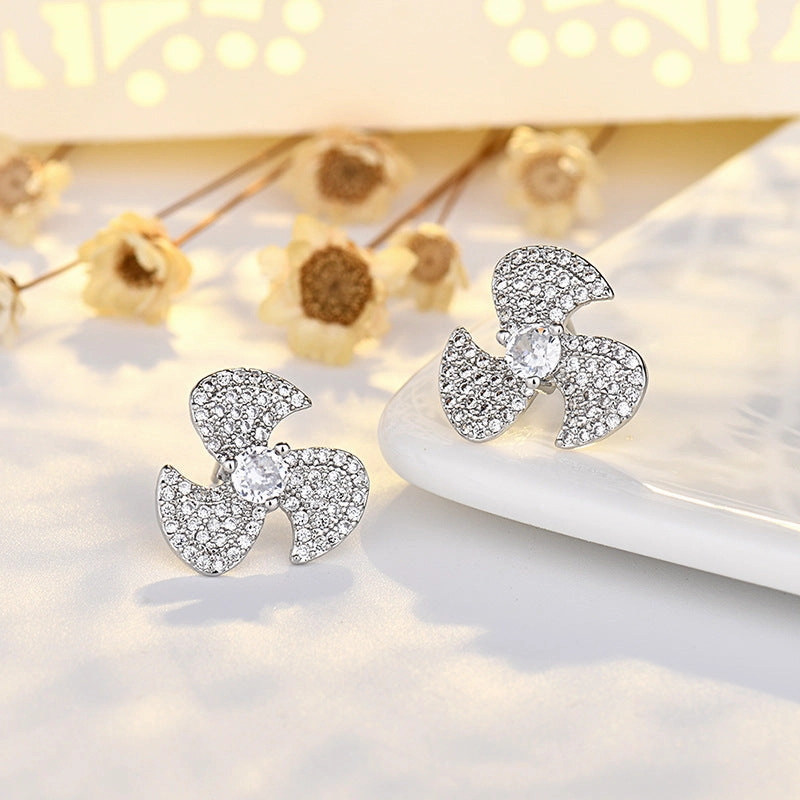 Wholesale Sterling Silver Pinwheel Copper Stud Earrings