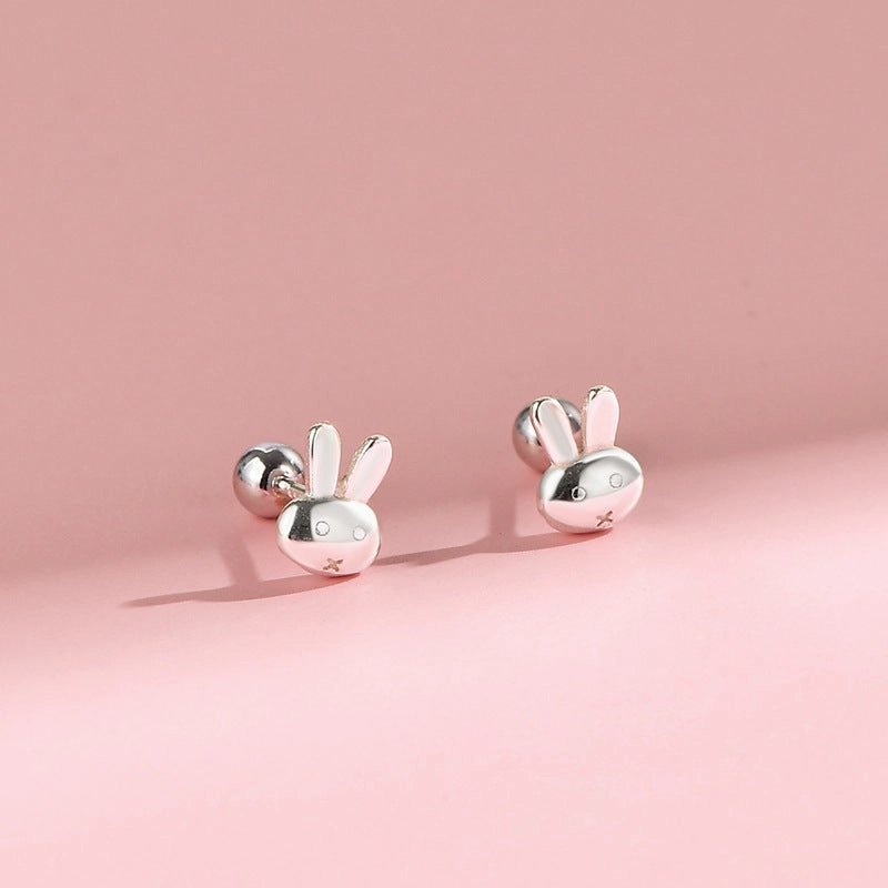 Wholesale Sterling Silver Rabbit Ear Nail Women's Summer Elegant Screw Earrings