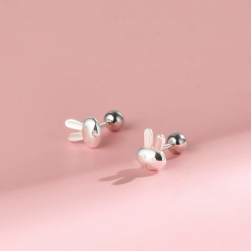 Wholesale Sterling Silver Rabbit Ear Nail Women's Summer Elegant Screw Earrings