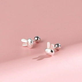 Wholesale Sterling Silver Rabbit Ear Nail Women's Summer Elegant Screw Earrings