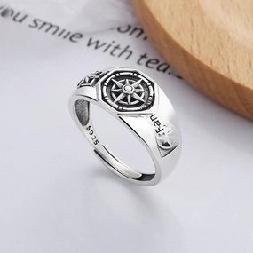 Wholesale Sterling silver retro anime magic circle pattern open ring
