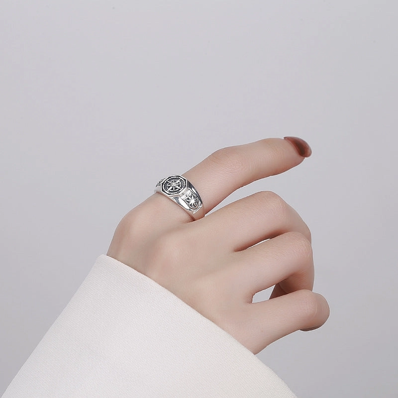 Wholesale Sterling silver retro anime magic circle pattern open ring