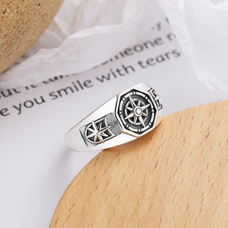Wholesale Sterling silver retro anime magic circle pattern open ring