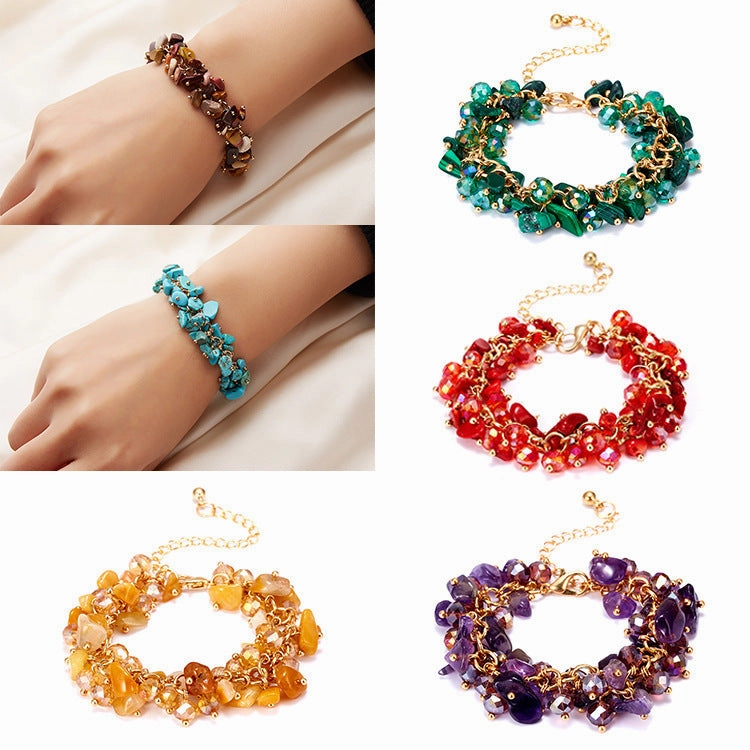 Wholesale Stone 5 Color Crystal Gravel Creative Crystal Bracelet
