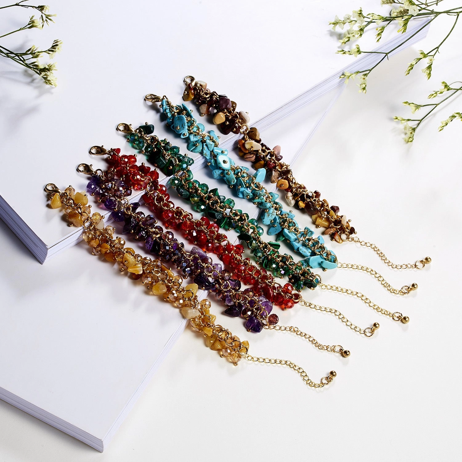 Wholesale Stone 5 Color Crystal Gravel Creative Crystal Bracelet