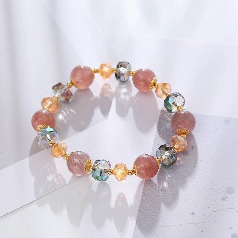 Wholesale Strawberry Crystal Bracelet Pink Quartz Peach Blossom Transfer Bracelet