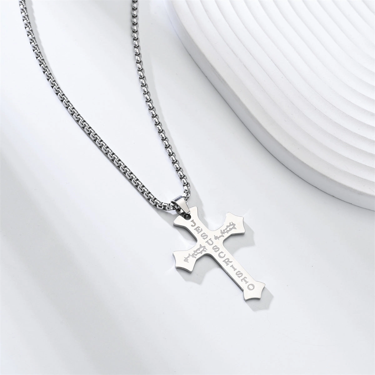 Wholesale Street Hip-Hop Titanium Steel Black Cross Necklace