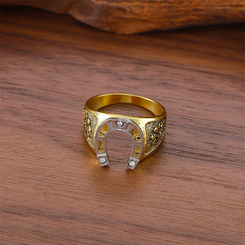 Wholesale Stylish Statement Carved Horseshoe Ring