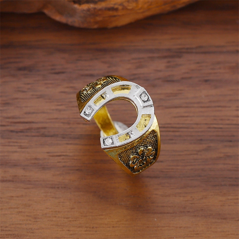 Wholesale Stylish Statement Carved Horseshoe Ring