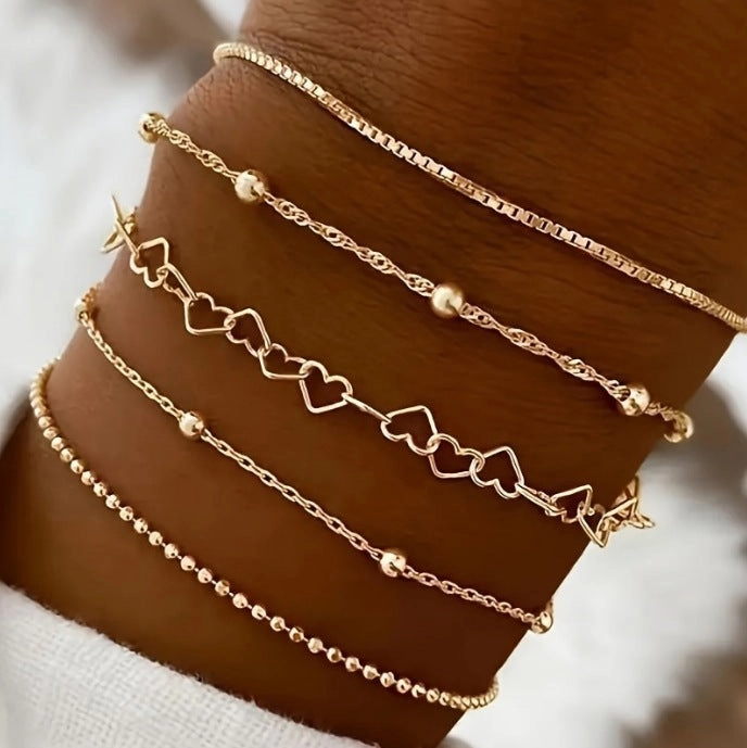 Wholesale suit Jewelry Personalized Bracelet New Alloy Combination Bracelet Six-piece Set