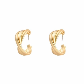 Wholesale Suitable for square face ~ retro matte golden earrings French hoop earrings