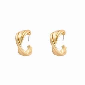 Wholesale Suitable for square face ~ retro matte golden earrings French hoop earrings