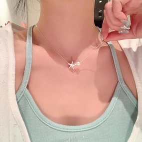 Wholesale Summer Beach Silver Starfish Necklace