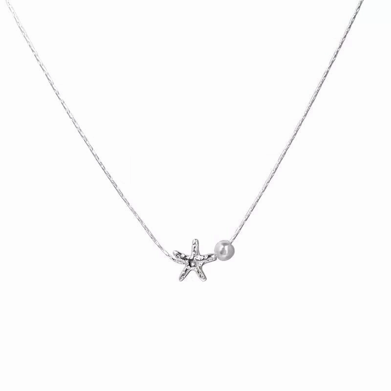Wholesale Summer Beach Silver Starfish Necklace