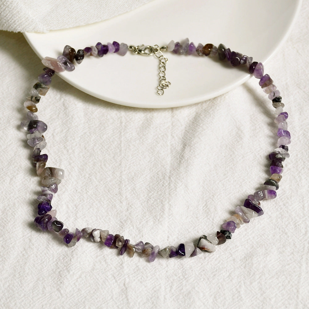 Wholesale Summer beach wind color crystal gravel necklace