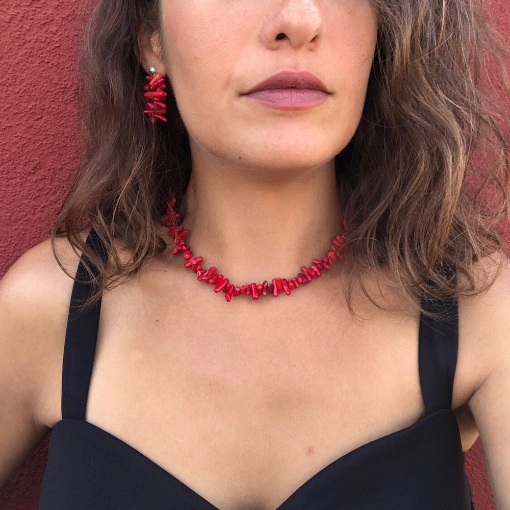 Wholesale Summer beach wind color crystal gravel necklace