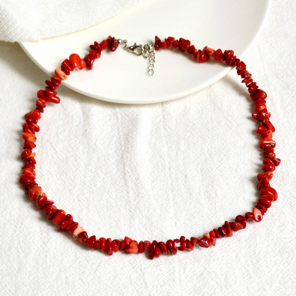 Wholesale Summer beach wind color crystal gravel necklace