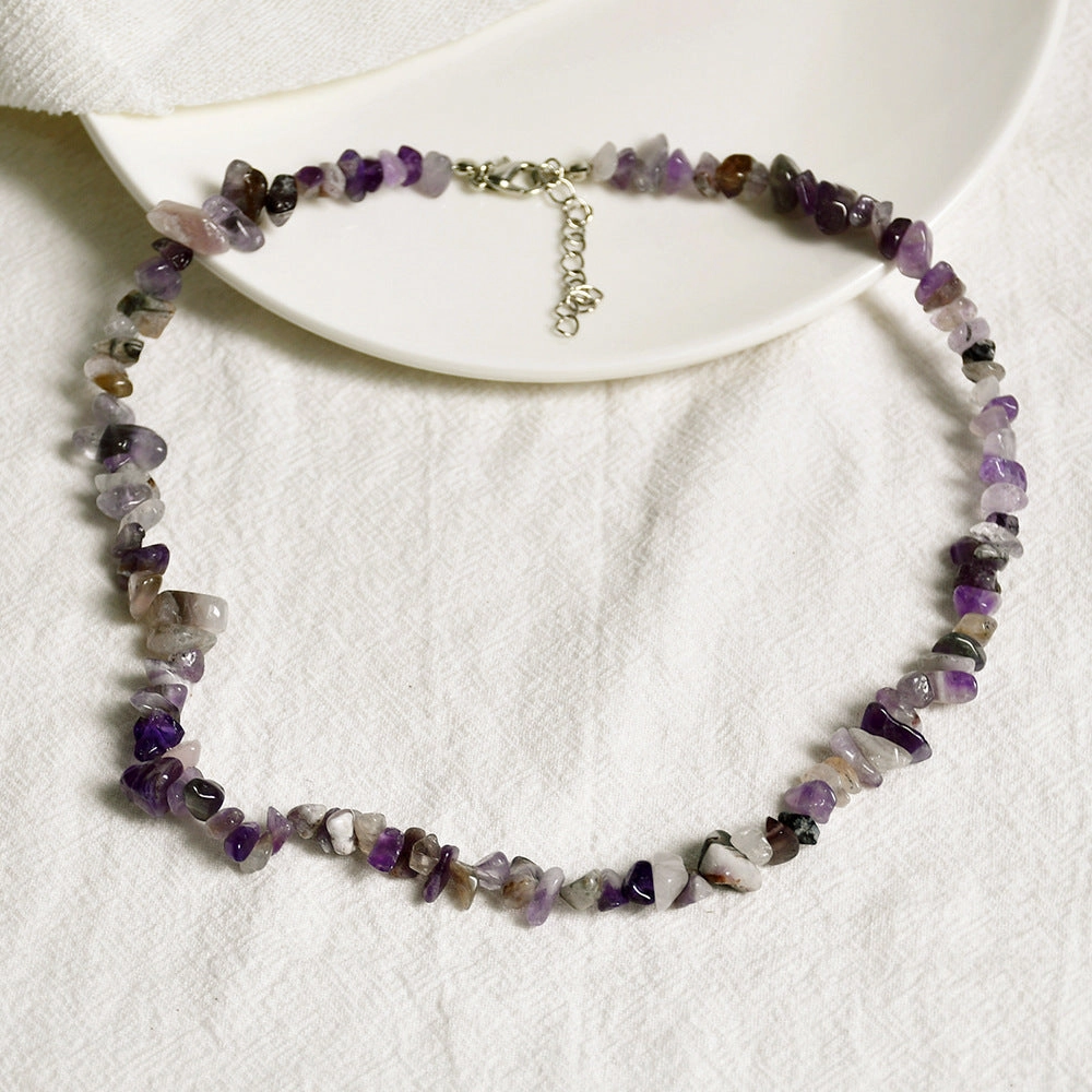 Wholesale Summer beach wind color crystal gravel necklace