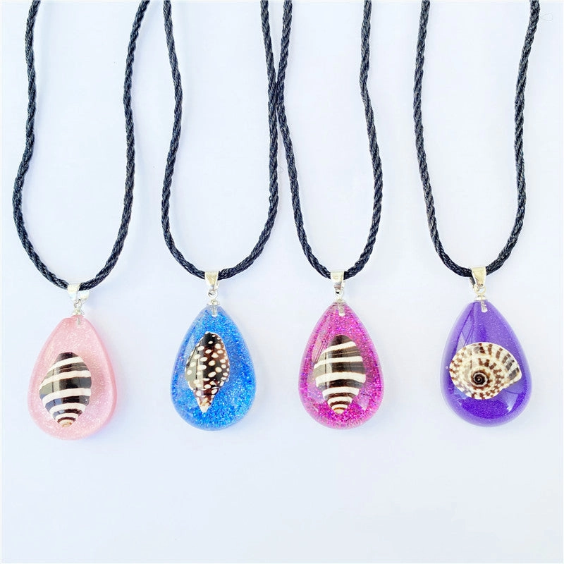 Wholesale Summer Conch Amber Resin Necklace