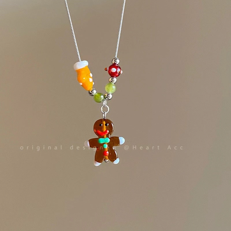 Wholesale Summer Dopamine Colorful Beaded Bow Clavicle Necklace