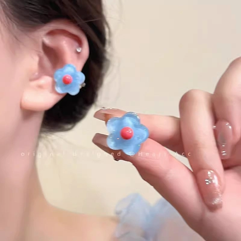 Wholesale Summer Graffiti Colorful Flower Clip Earrings