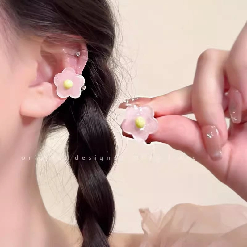 Wholesale Summer Graffiti Colorful Flower Clip Earrings