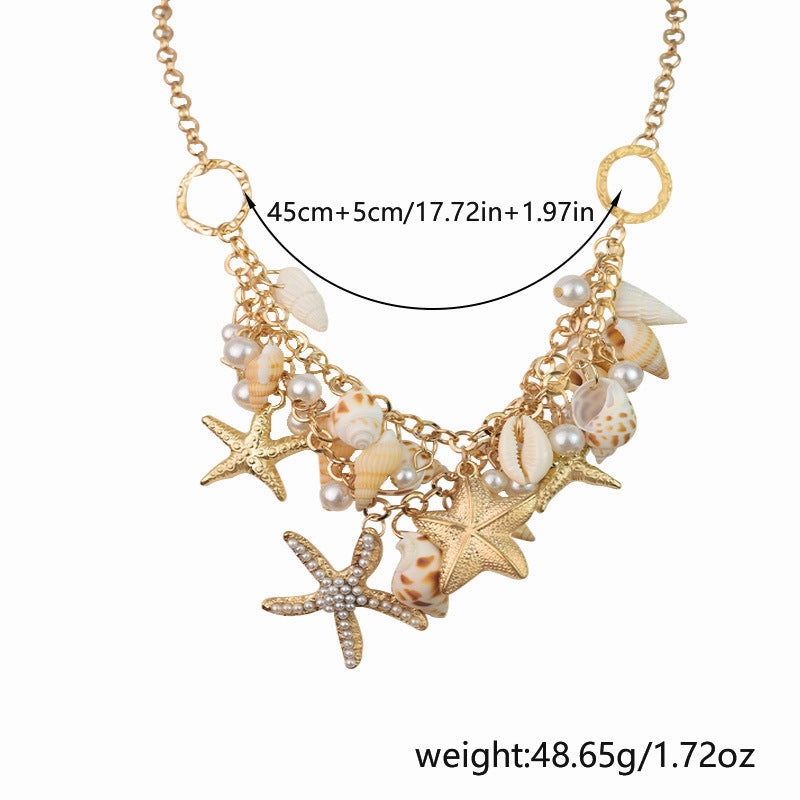 Wholesale Summer Popular Beach Conch Starfish Shell Necklace Clavicle Chain