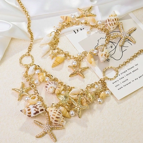 Wholesale Summer Popular Beach Conch Starfish Shell Necklace Clavicle Chain
