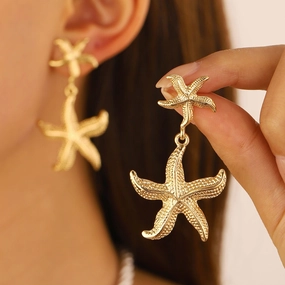 Wholesale Summer Retro Ocean Earrings Starfish Pendant