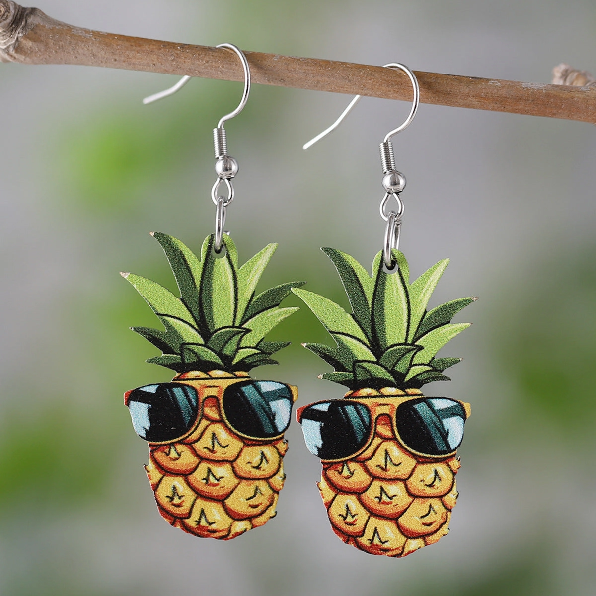 Wholesale Summer Watermelon Lemon Pineapple Cherry Pendant Wooden Double-Sided Earrings