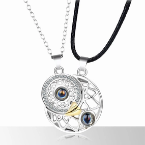 Wholesale Sun and Moon Magnet Pendant Alloy Necklace Set