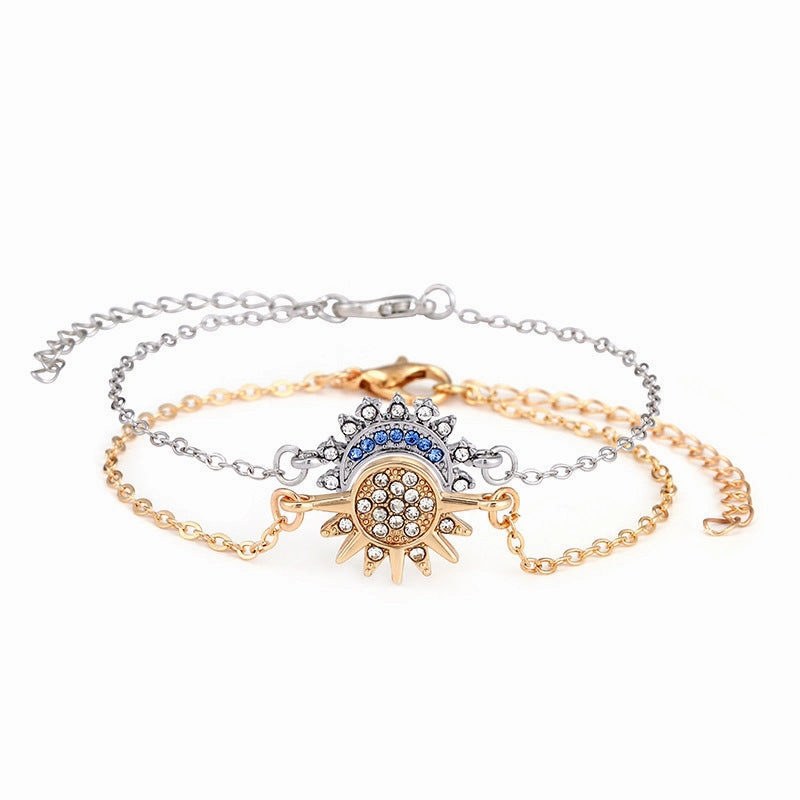Wholesale Sun and Moon Shine Together, Stacked and Personalized, Simple Design, Diamond-set Sun and Moon Couple Rings