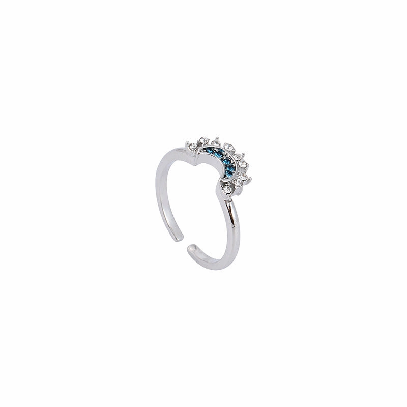 Wholesale Sun and Moon Shine Together, Stacked and Personalized, Simple Design, Diamond-set Sun and Moon Couple Rings