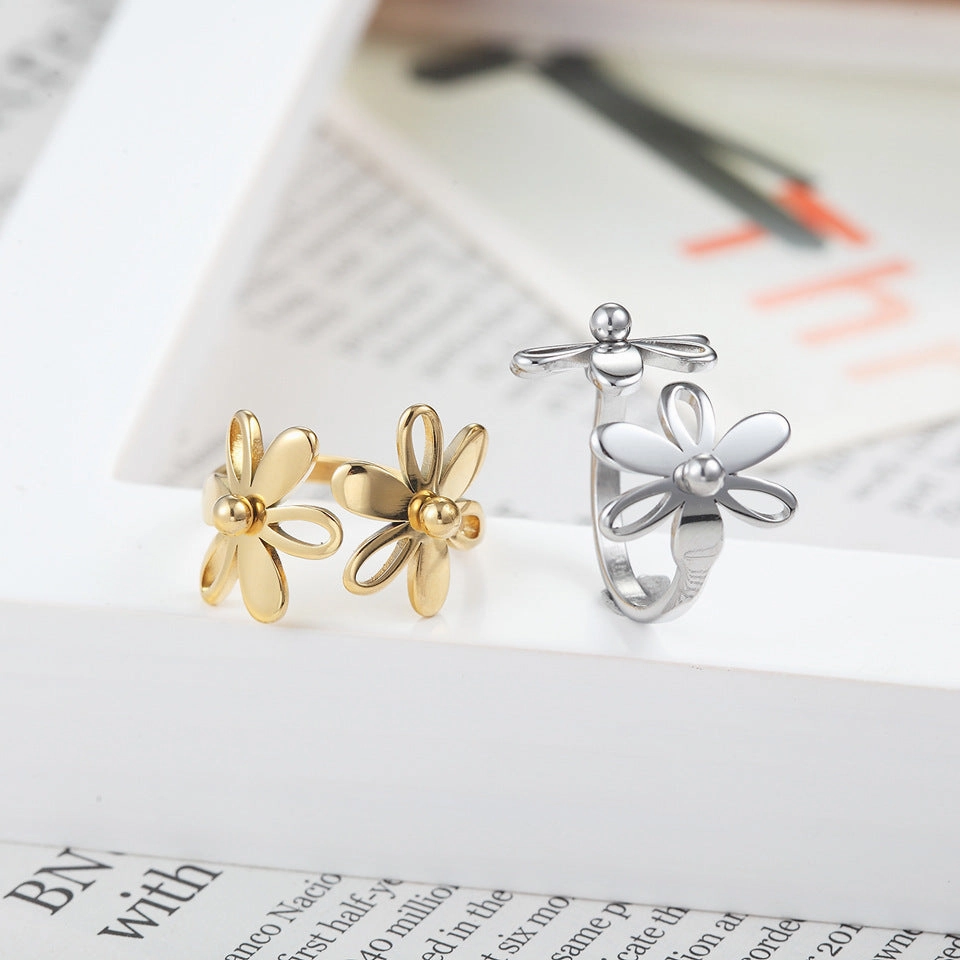 Wholesale Sun Flower Adjustable Titanium Steel Ring