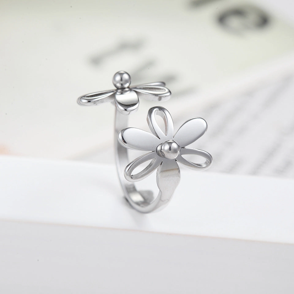 Wholesale Sun Flower Adjustable Titanium Steel Ring