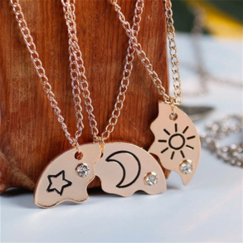Wholesale Sun, Moon and Stars Stitching Good Friends Diamond Necklace