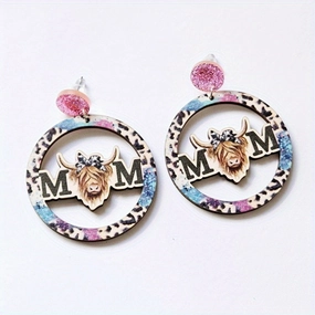 Wholesale Sunflower Daisy Butterfly Personalized Leopard Stripe Yak Cow Retro Earrings