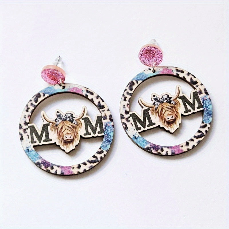 Wholesale Sunflower Daisy Butterfly Personalized Leopard Stripe Yak Cow Retro Earrings