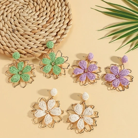 Wholesale Sunflower Handwoven Earrings