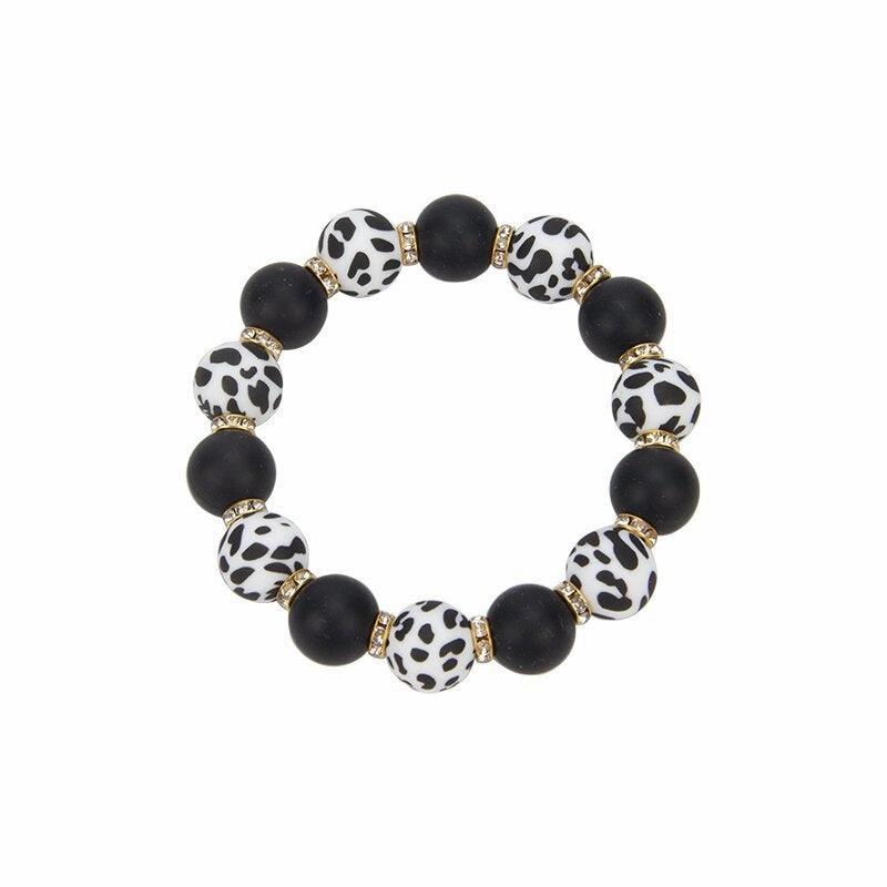 Wholesale Sunflower Leopard Print Silicone Beaded Bracelet