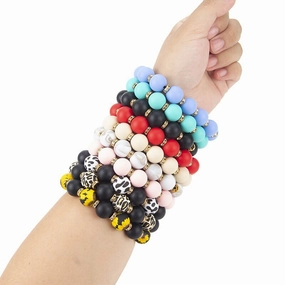 Wholesale Sunflower Leopard Print Silicone Beaded Bracelet
