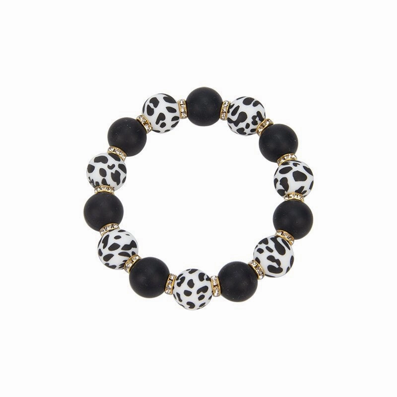 Wholesale Sunflower Leopard Print Silicone Beaded Bracelet