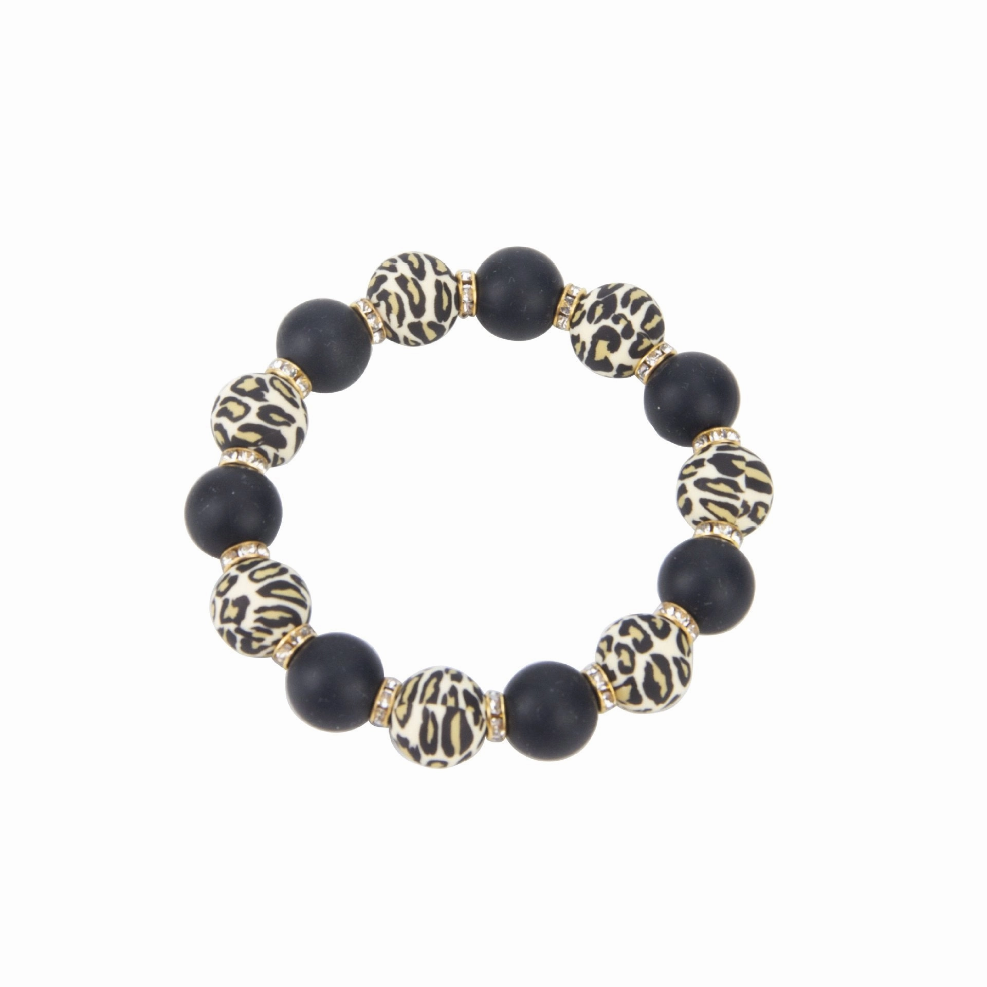 Wholesale Sunflower Leopard Print Silicone Beaded Bracelet