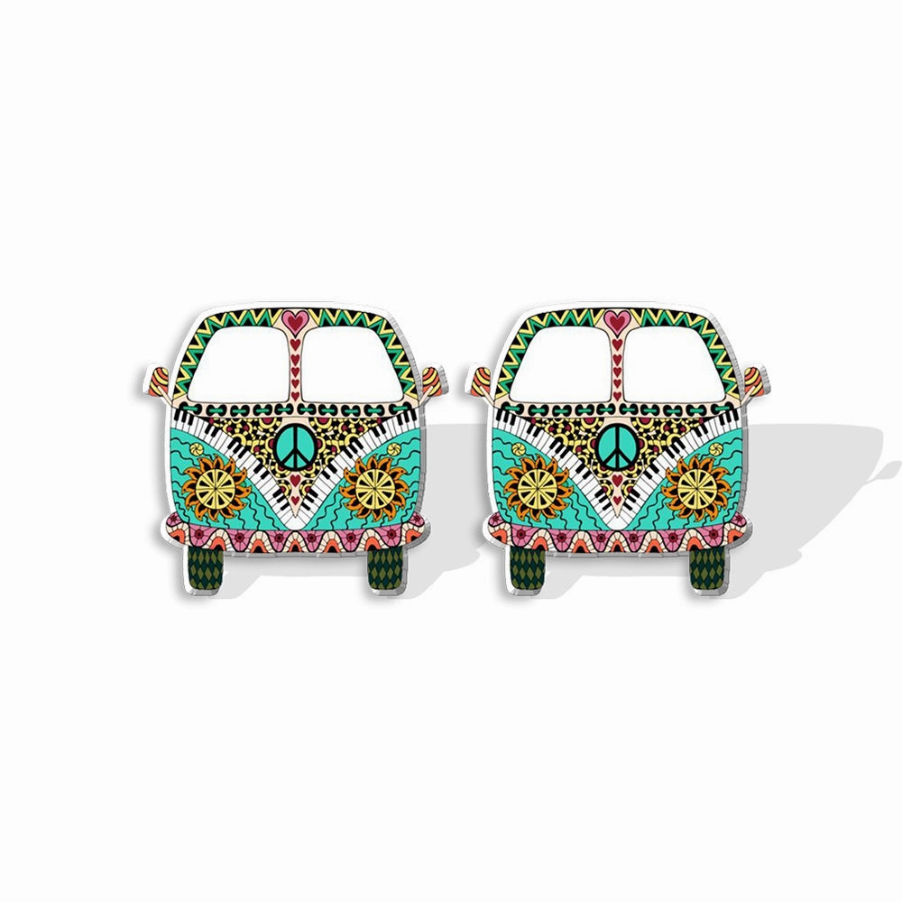 Wholesale Sunflower School Bus Heat Shrink Sheet Acrylic Earrings