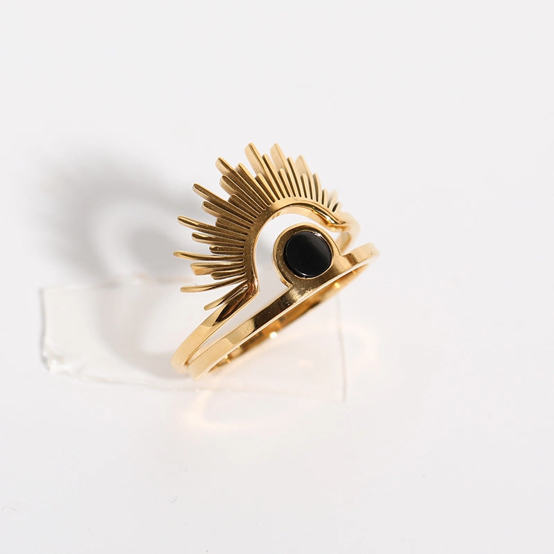 Wholesale Sunflower Titanium Steel Gold Plated Ring