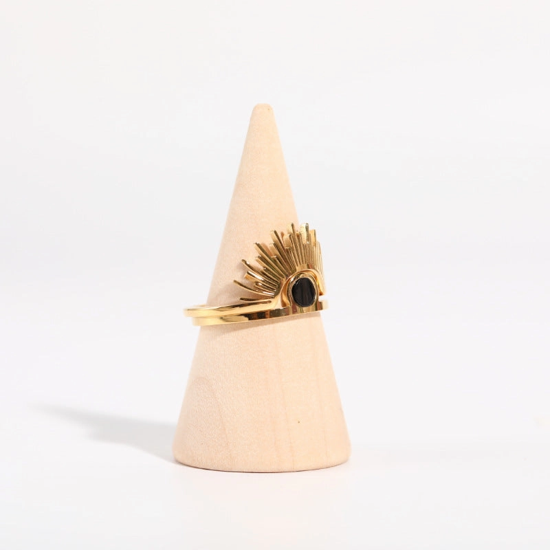 Wholesale Sunflower Titanium Steel Gold Plated Ring