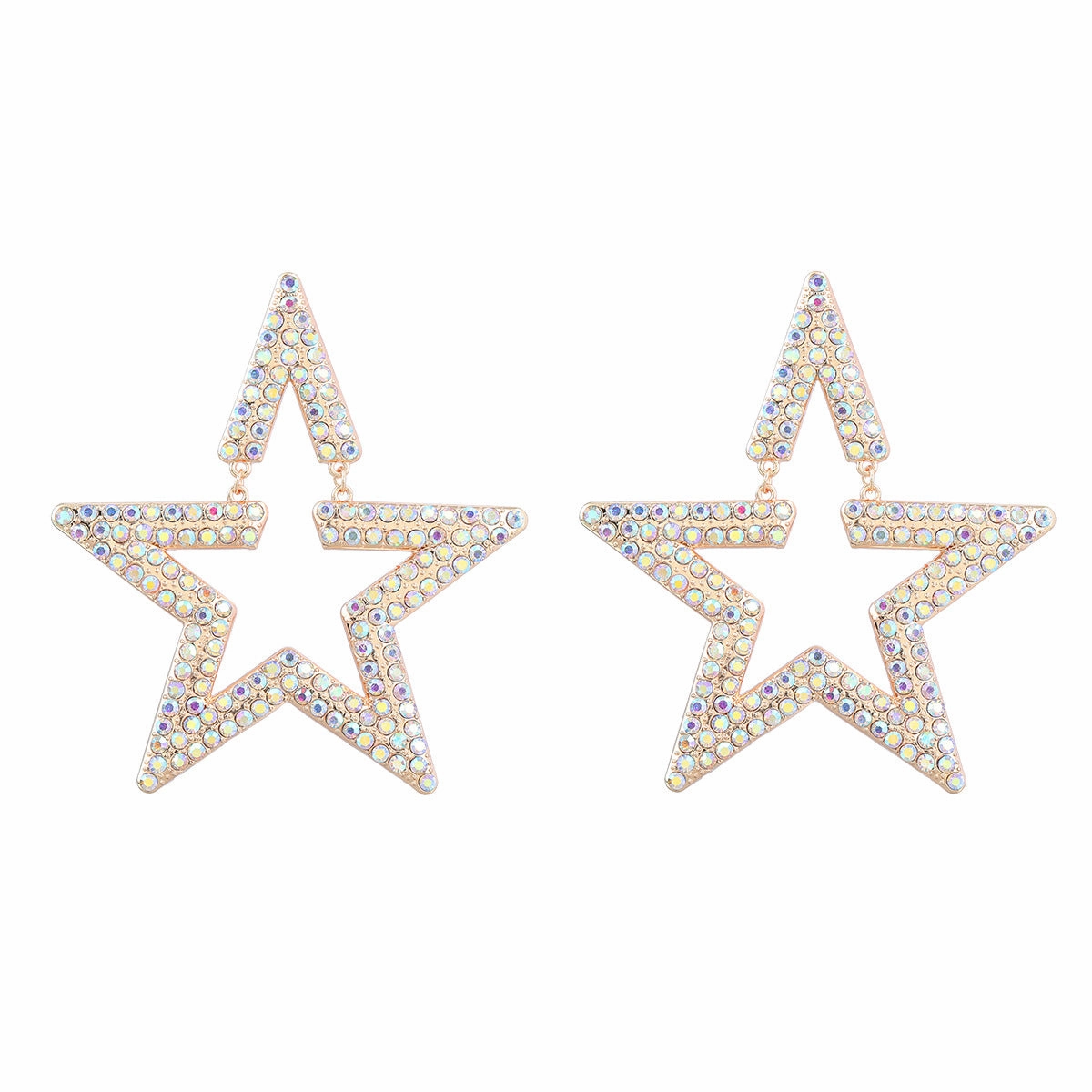 Wholesale Super Flash Fancy Diamond Alloy Diamond Star Earrings