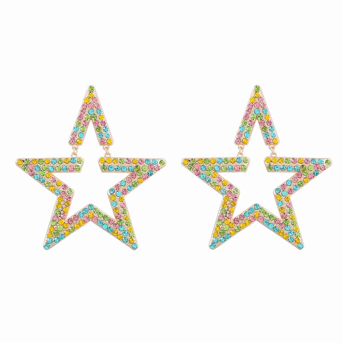 Wholesale Super Flash Fancy Diamond Alloy Diamond Star Earrings
